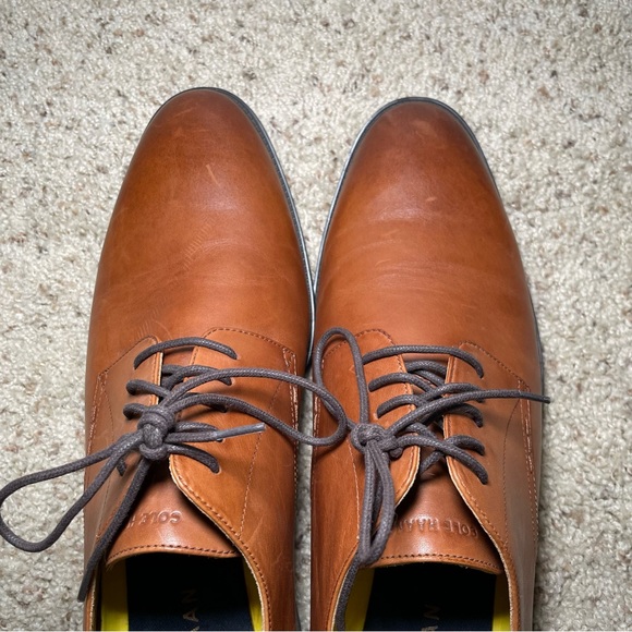 Cole Haan Grand Hawthorne Mens 13M Plain Oxford British Tan Leather Shoes C32352 - Picture 7 of 11